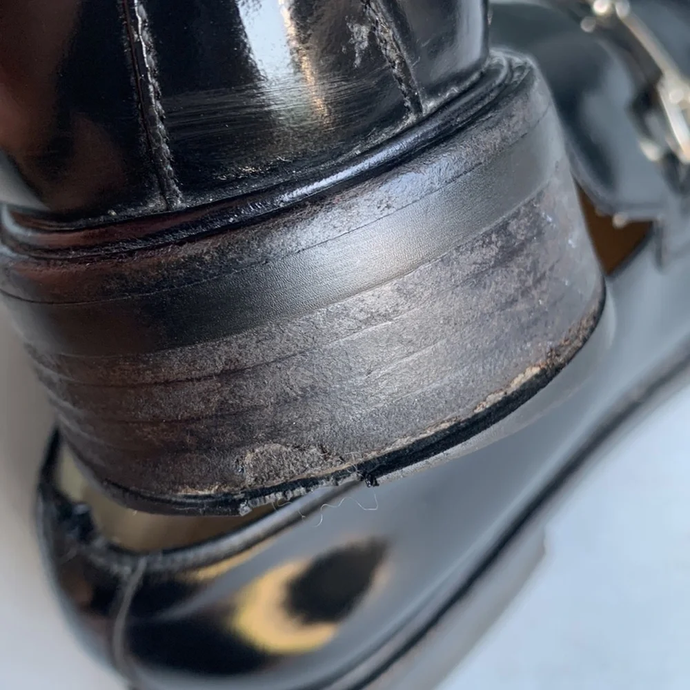 Gucci Horsebit Loafers Womens 8B Black Leather Block Heel Slip‎ On Italy Classic - Picture 16 of 17